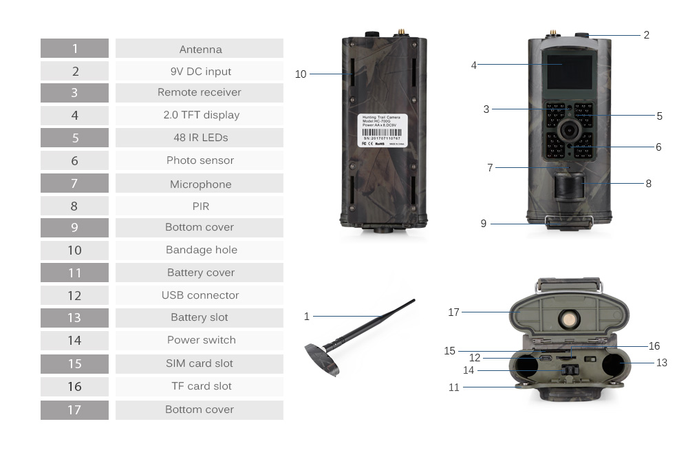 Hunting Camera GSM MMS SMS Tracking Camera 16MP Infrared Video Night Vision Live Animal Surveillance